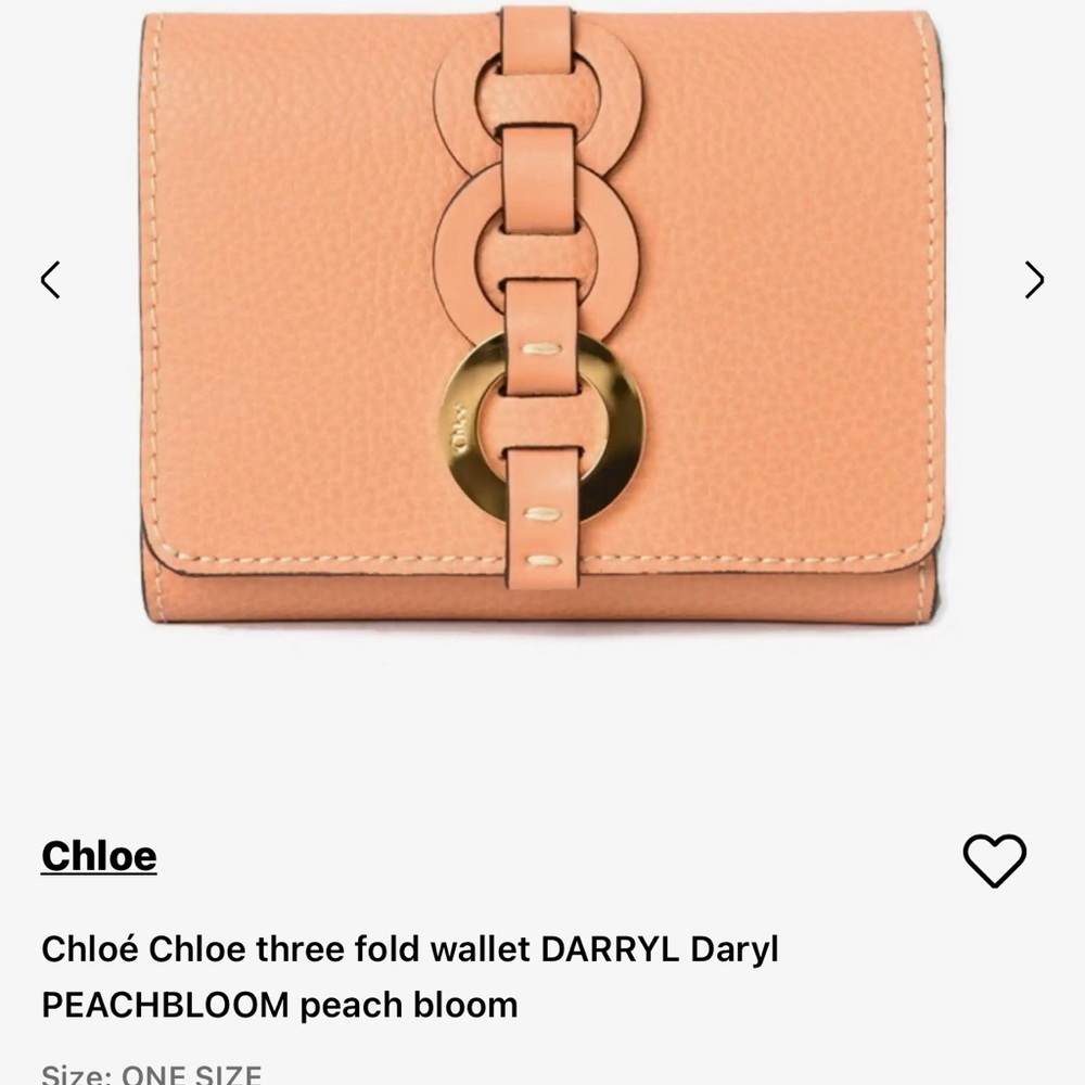 CHLOE Peach Bloom Darryl Wallet / small trifold nwt